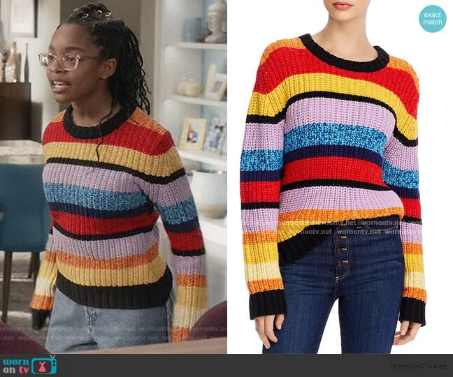 Alice + Olivia Barb Striped Sweater worn by Diane Johnson (Marsai Martin) on Black-ish