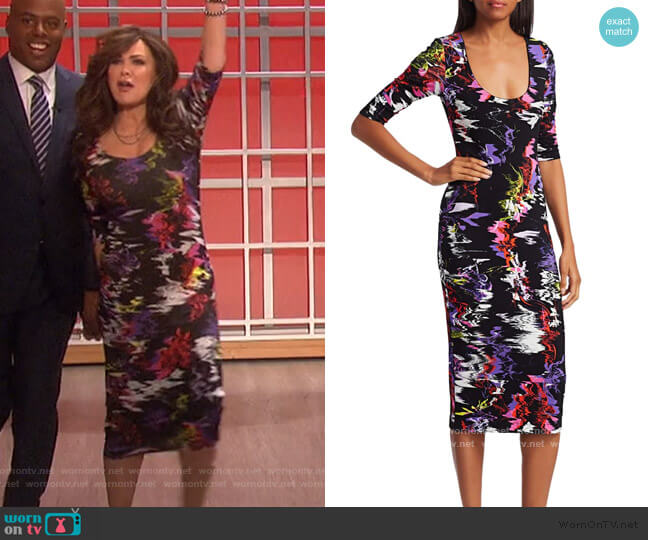 Alice + Olivia Delora Abstract Print Bodycon Dress worn by Marie Osmond on The Talk