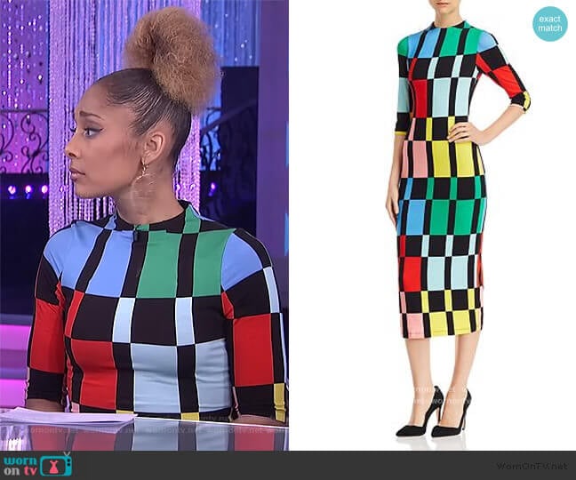 Alice + Olivia Delora Geometric Print Midi Dress worn by Amanda Seales on The Real