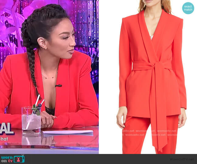Alice + Olivia Denny Belted Blazer worn by Jeannie Mai on The Real