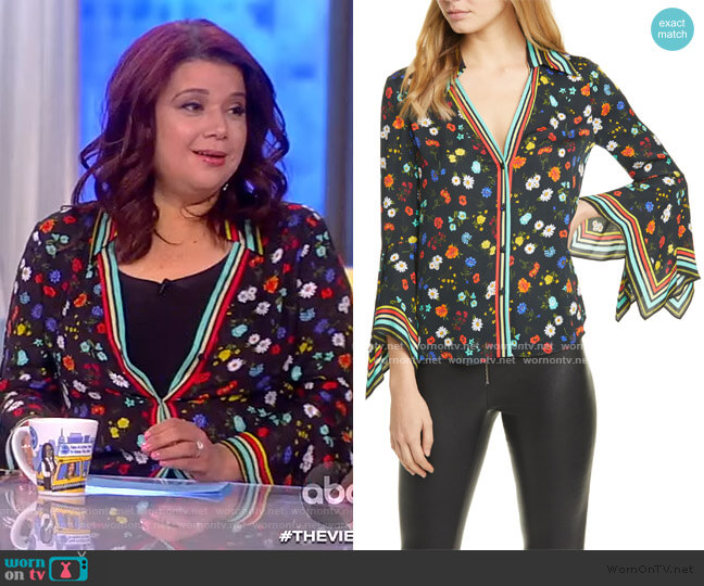 Alice + Olivia Randa Blouse worn by Ana Navarro on The View