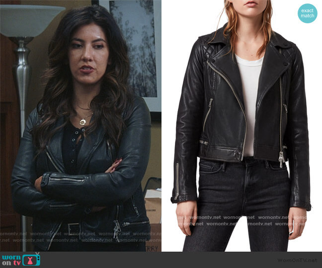 All Saints Conroy Leather Biker Jacket worn by Rosa Diaz (Stephanie Beatriz) on Brooklyn Nine-Nine