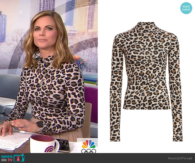 Andamane Beth Leopard-Print Turtleneck Top worn by Natalie Morales on Today
