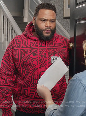 Andre’s red printed hoodie on Black-ish