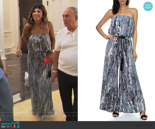 Ariella USA Strapless Jumpsuit with Rope Belt worn by Teresa Giudice on The Real Housewives of New Jersey