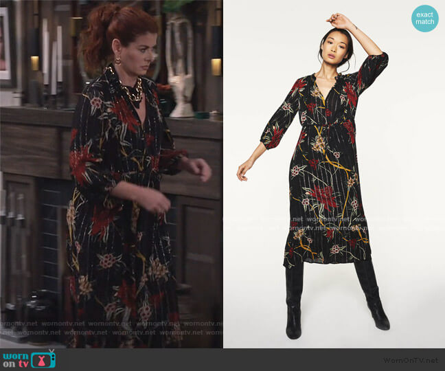 Ba&sh Patty Dress worn by Grace Adler (Debra Messing) on Will and Grace