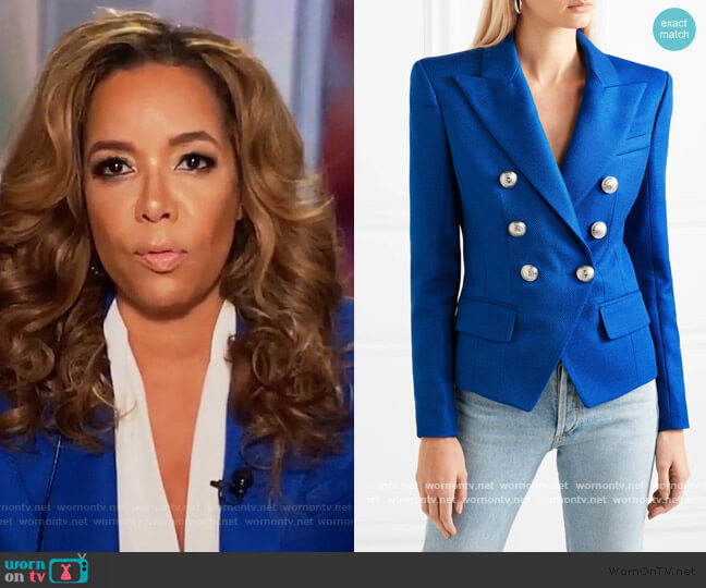 Balmain Double-breasted woven blazer worn by Sunny Hostin on The View