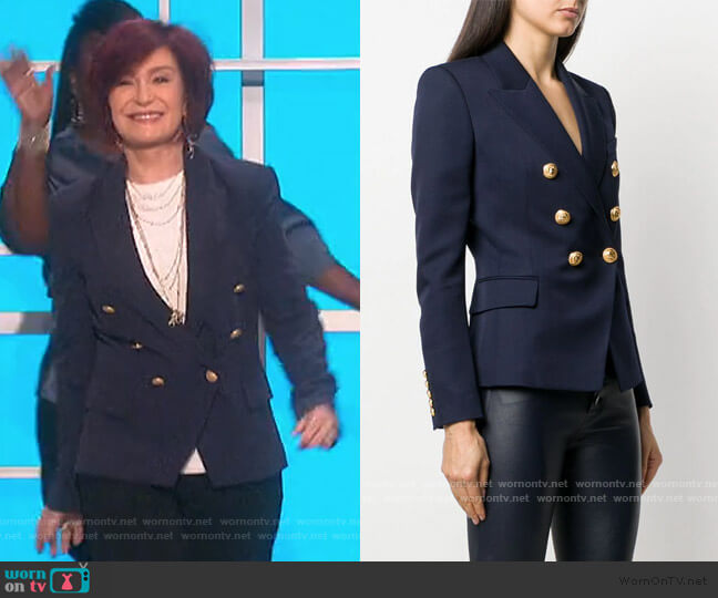 Balmain Double Breasted Fitted Blazer worn by Sharon Osbourne on The Talk