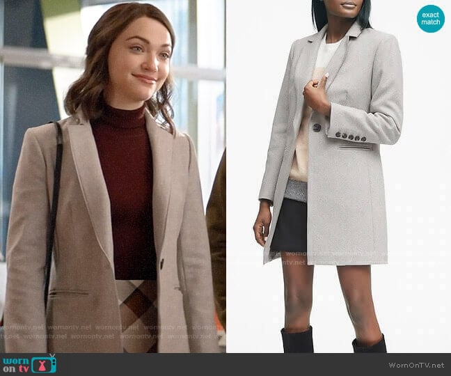 Banana Republic Italian Melton Car Coat worn by Cara Bloom (Violett Beane) on God Friended Me