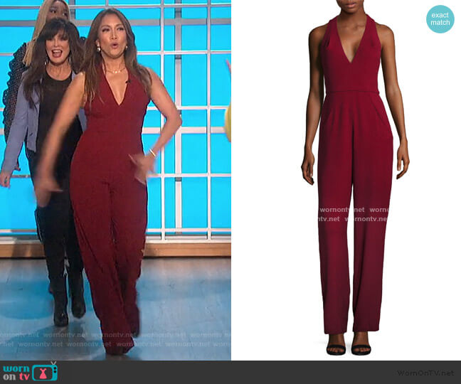 Black Halo Jordan V-Neck Jumpsuit worn by Carrie Inaba on The Talk