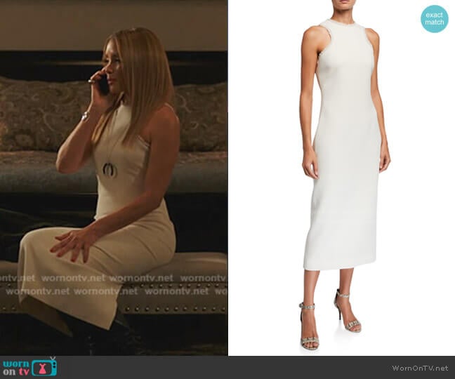Brandon Maxwell Fringed Crepe Racerback Column Dress worn by Dominique Deveraux (Michael Michele) on Dynasty