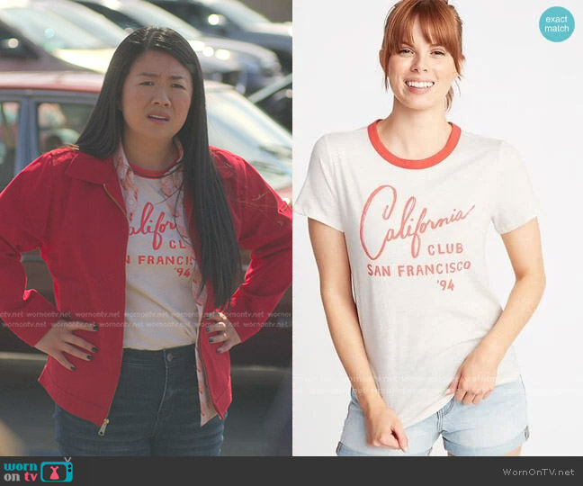 Old Navy California Club SanFrancisco Ringer Tee worn by Alice Kwan (Sherry Cola) on Good Trouble