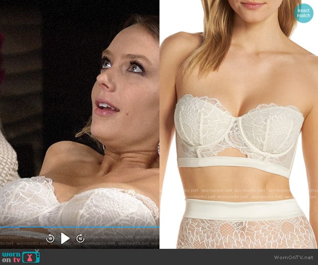 Calvin Klein Black Fan Strapless Underwire Demi Bra worn by Abby Newman (Melissa Ordway) on The Young and the Restless