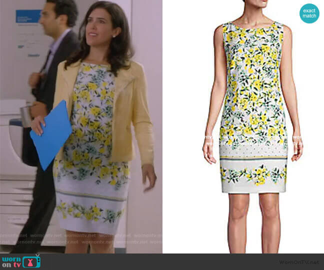 Calvin Klein Floral Print Sheath Dress worn by Shannon Ross (Nicole Power) on Kims Convenience