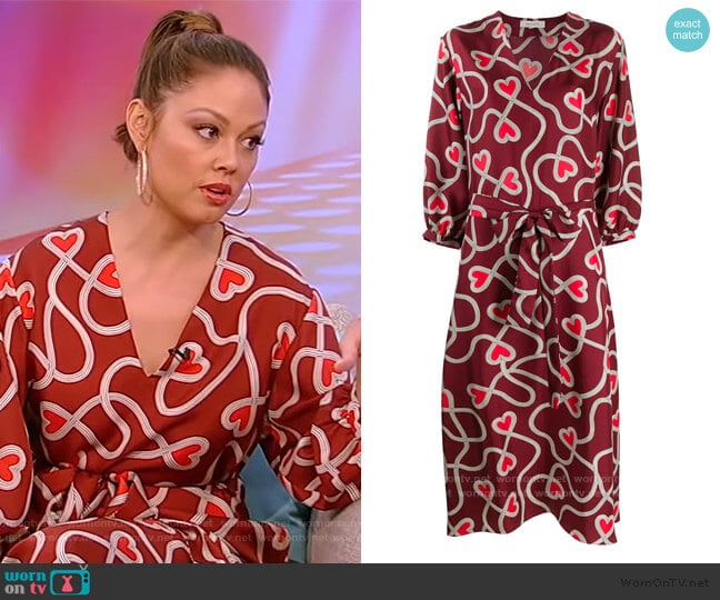 Chinti & Parker Heart-print Silk Belted Dress