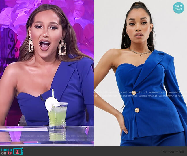 Club L One Shoulder Tailored Blazer Top worn by Adrienne Houghton on The Real