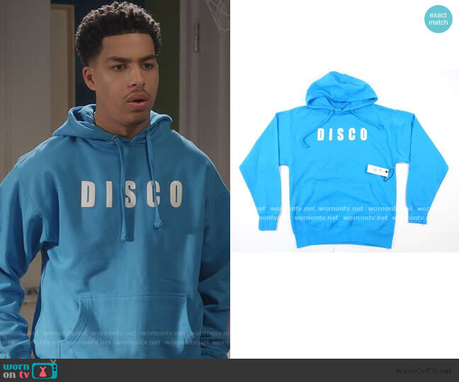 Disco Tuesdays Full Stereo Hoodie worn by Andre Johnson Jr (Marcus Scribner) on Black-ish