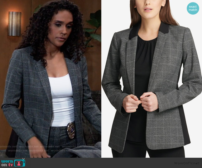 DKNY Plaid One-Button Blazer worn by Jordan Ashford (Briana Nicole Henry) on General Hospital