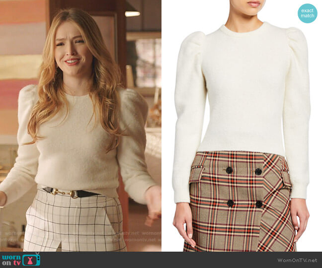 Derek Lam 10 Crosby Puff-Sleeve Alpaca Sweater worn by Kirby Anders (Maddison Brown) on Dynasty