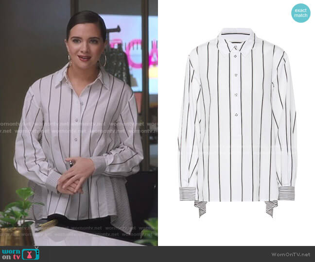Diane Von Furstenberg Desiree Striped Shirt worn by Jane Sloan (Katie Stevens) on The Bold Type