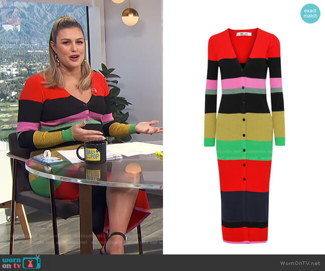 Diane von Furstenberg Finn Long Cardigan worn by Carissa Loethen Culiner on E! News
