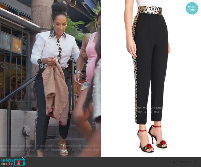 Dolce & Gabbana Leopard Metallic Side Stripe Ankle Pants