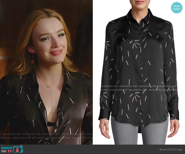Equipment Matchstick-Print Long-Sleeve Shirt worn by Kirby Anders (Maddison Brown) on Dynasty
