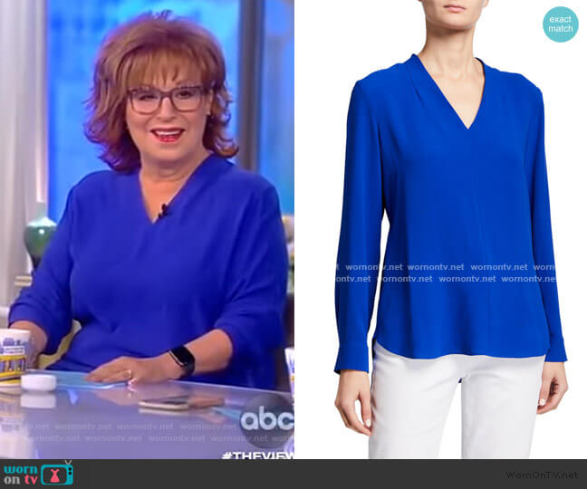 Eileen Fisher V-Neck Long-Sleeve Silk Crepe Top worn by Joy Behar on The View