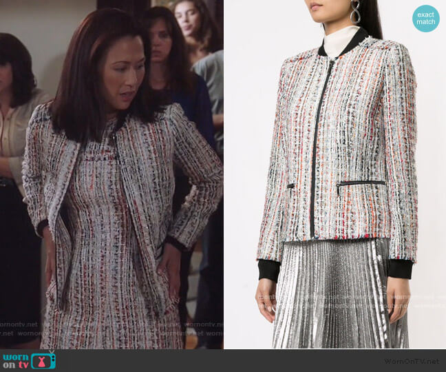 Elie Tahari Brooke Frayed Tweed Jacket