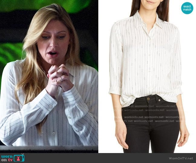 Equipment Essential Silk Shirt in Natural White Eclipse worn by Ava Sharpe (Jes Macallan) on Legends of Tomorrow