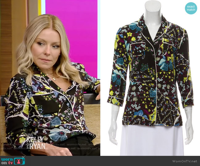 Erdem Floral Shirt worn by Kelly Ripa on Live with Kelly and Mark