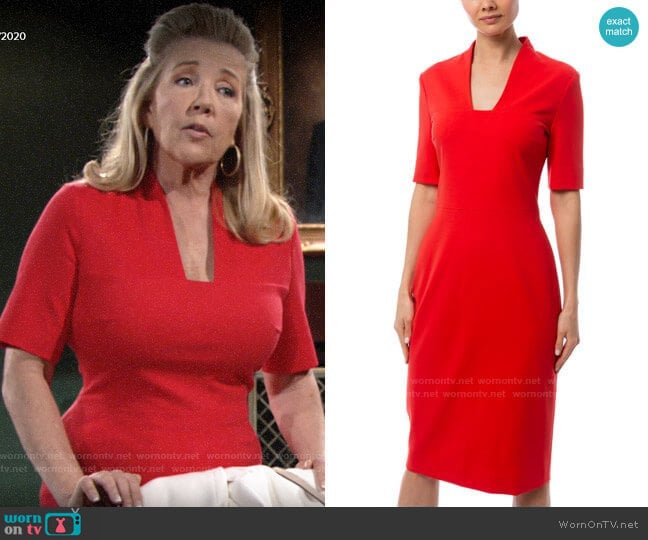 Escada Danisi Dress in Riga Red worn by Nikki Reed Newman (Melody Thomas-Scott) on The Young and the Restless