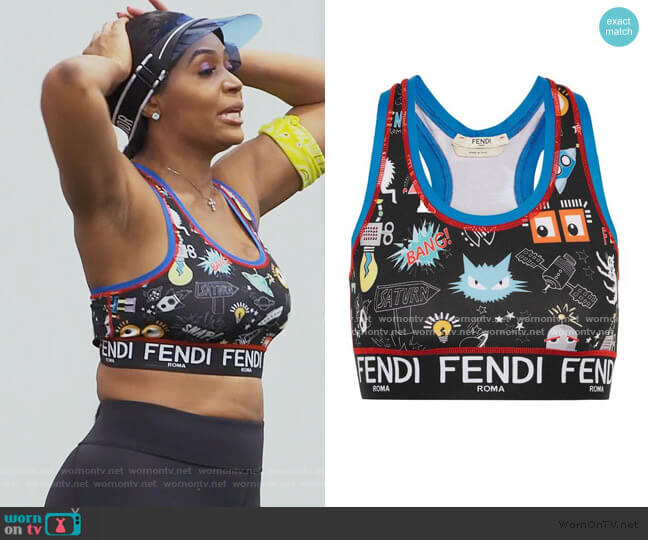 Fendi Printed stretch-jersey sports bra