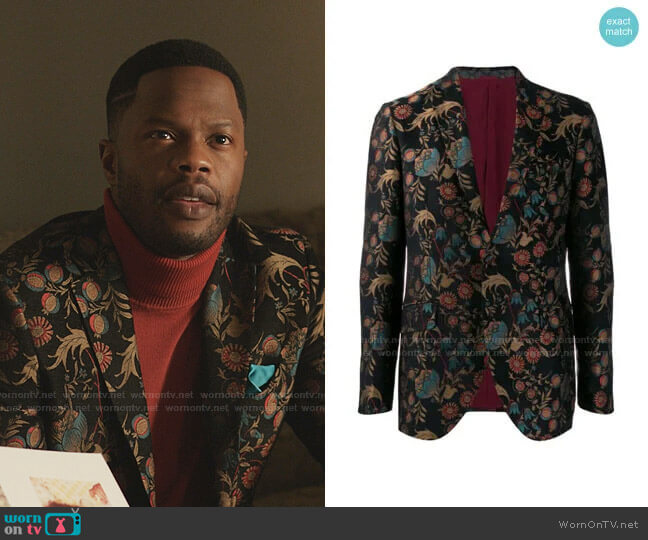 Etro Floral Pattern Blazer worn by Jeff Colby (Sam Adegoke) on Dynasty