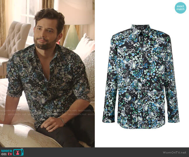 Givenchy Floral Print Long Sleeves Shirt worn by Sam Flores (Rafael de la Fuente) on Dynasty