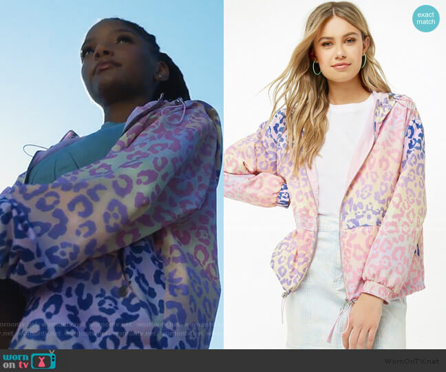 Forever 21 Ombre Windbreaker Jacket worn by Skylar Forster (Halle Bailey) on Grown-ish