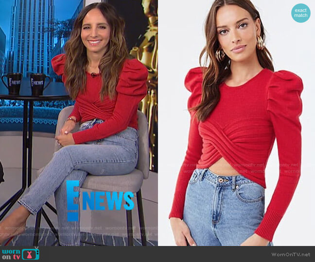 Forever 21 Cross-Front Puff Sleeve Pullover worn by Lilliana Vazquez on E! News