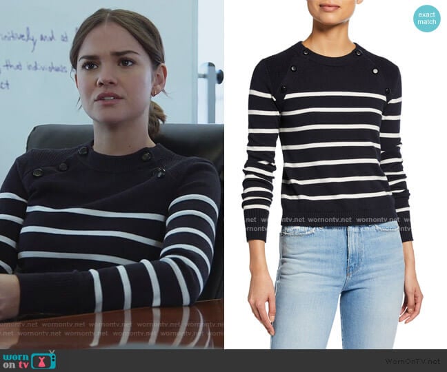 Frame Mariner Stripe Cotton Sweater worn by Callie Foster (Maia Mitchell) on Good Trouble