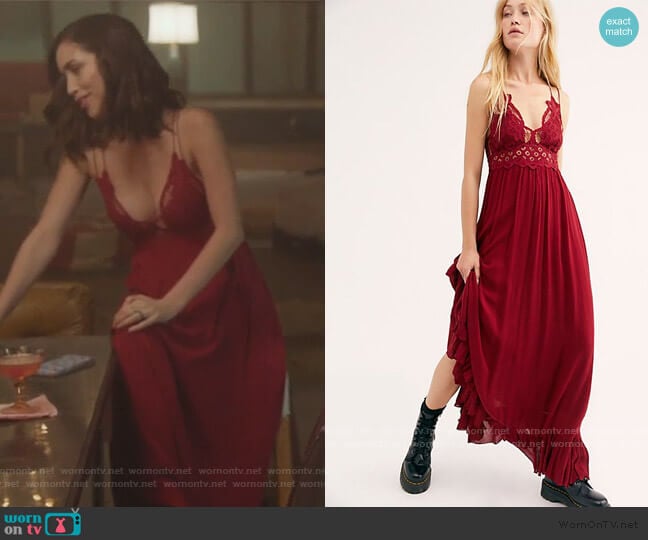 Free People Adella Maxi Slip Dress worn by Isabella (Priscilla Quintana) on Good Trouble