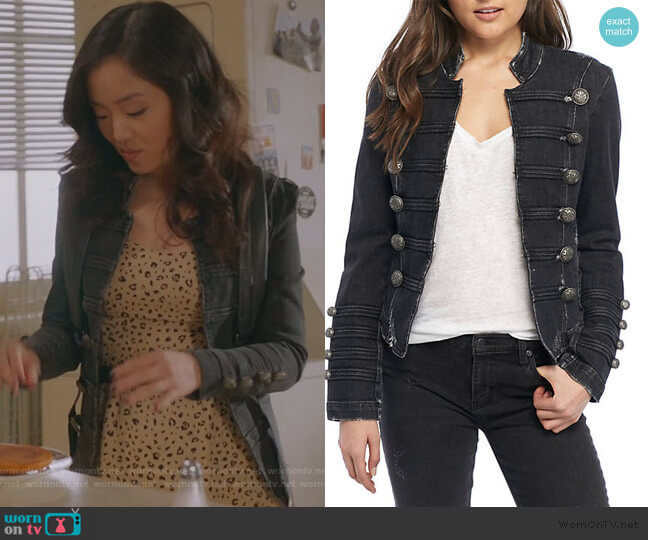 Free People Fitted Military Denim Jacket worn by Janet (Andrea Bang) on Kims Convenience