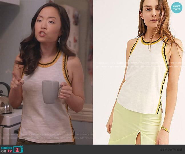 Free People The Free Bora Bora Tee worn by Janet (Andrea Bang) on Kims Convenience