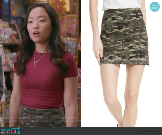 Free People Femme Camo Skirt worn by Janet (Andrea Bang) on Kims Convenience