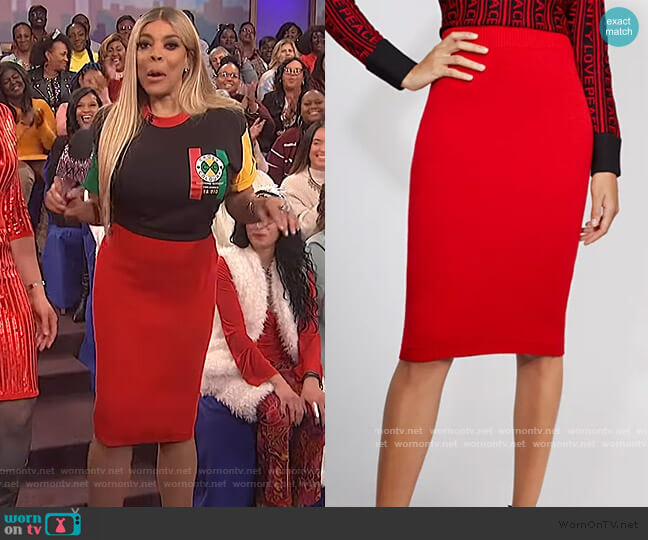 Gabrielle Union Red Sweater Skirt worn by Wendy Williams on The Wendy Williams Show