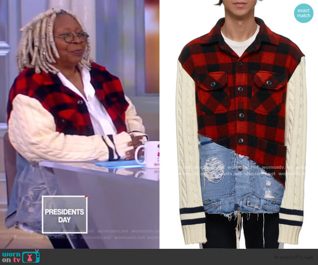 Greg Lauren Buffalo Check Denim Jacket worn by Whoopi Goldberg on The View