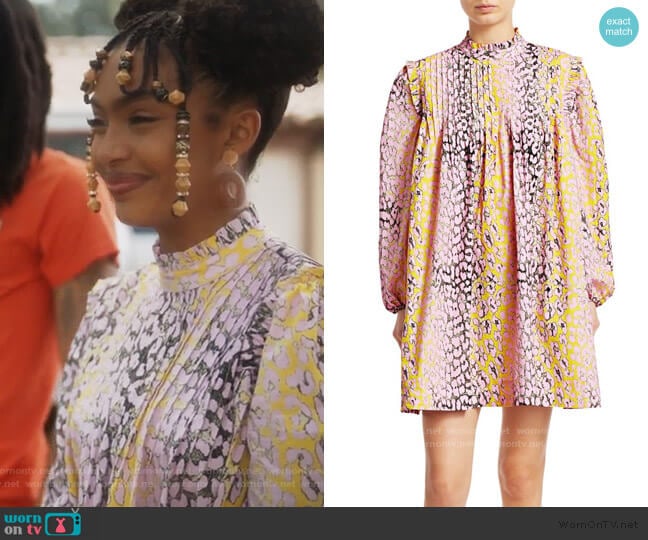 Ganni Cotton Poplin Trapeze Dress worn by Zoey Johnson (Yara Shahidi) on Grown-ish