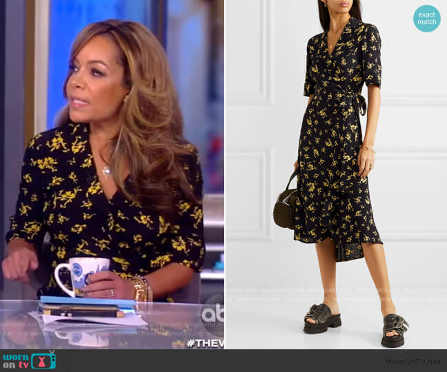 Ganni Floral-print Crepe Wrap Dress worn by Sunny Hostin on The View