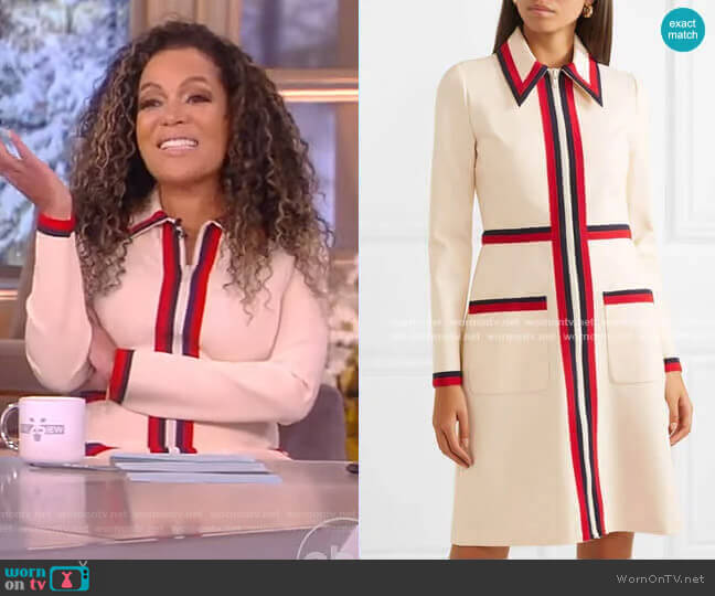 Gucci Grosgrain-trimmed stretch-crepe dress worn by Sunny Hostin on The View