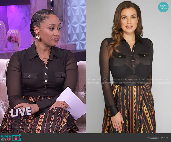 Guess Lily Mesh Bodysuit worn by Tamera Mowry on The Real