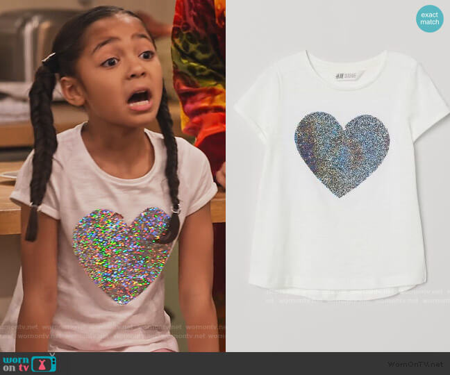 H&M Jersey Top with Sequins worn by Ami (Jordyn Raya James) on Family Reunion