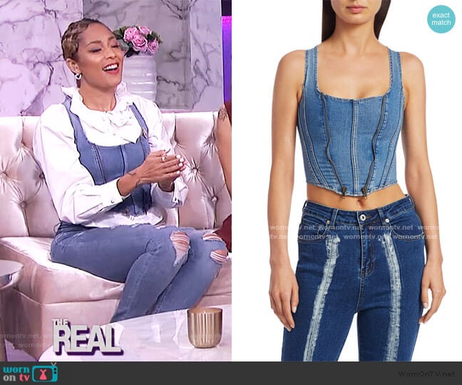 I AM GIA Coco Denim Corset worn by Amanda Seales on The Real